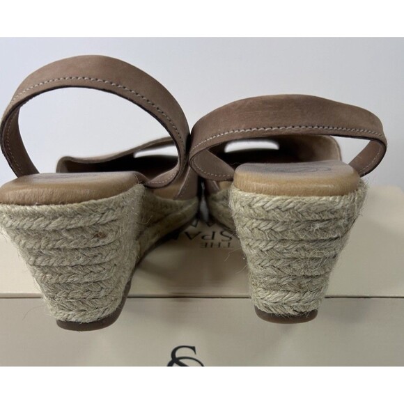 The Spanish Sandal Co Leather Espadrille Peep Toe Wedge Sandals Size 37 US 6.5-7 - Picture 4 of 9
